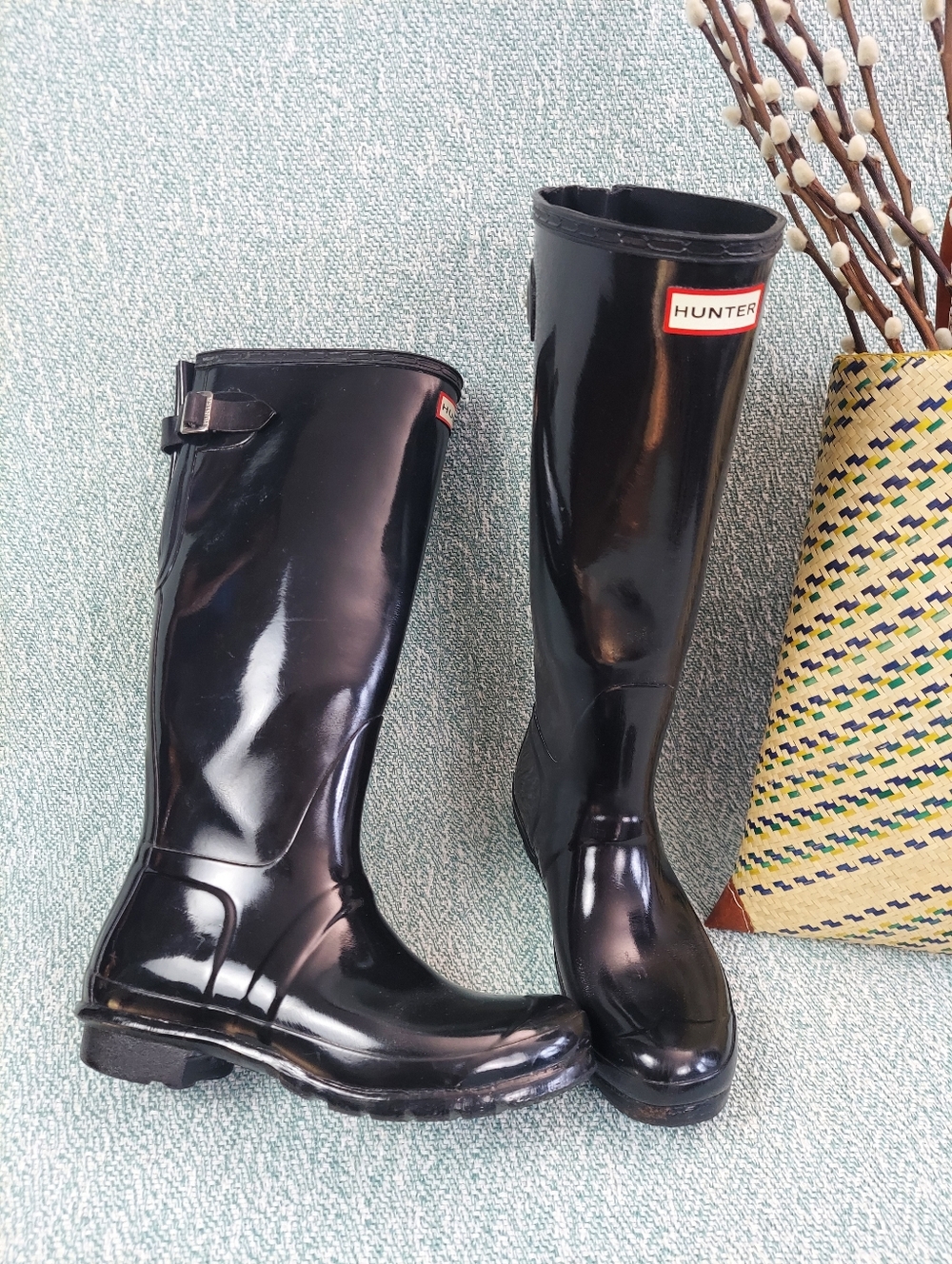 Hunter Black Gloss Rain Boots - Tall Women's Waterproof Boots